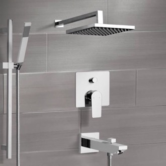 Tub and Shower Faucet Tub and Shower Faucet Set with Handheld and Rain Shower Head Remer TSR41